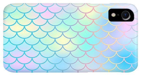 Magic mermaid tail background. Colorful seamless pattern with fish scale net. Blue pink mermaid skin surface. - Phone Case