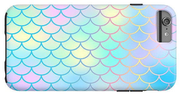 Magic mermaid tail background. Colorful seamless pattern with fish scale net. Blue pink mermaid skin surface. - Phone Case