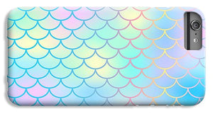 Magic mermaid tail background. Colorful seamless pattern with fish scale net. Blue pink mermaid skin surface. - Phone Case