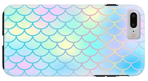 Magic mermaid tail background. Colorful seamless pattern with fish scale net. Blue pink mermaid skin surface. - Phone Case