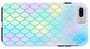 Magic mermaid tail background. Colorful seamless pattern with fish scale net. Blue pink mermaid skin surface. - Phone Case
