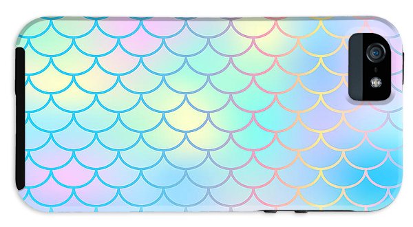 Magic mermaid tail background. Colorful seamless pattern with fish scale net. Blue pink mermaid skin surface. - Phone Case