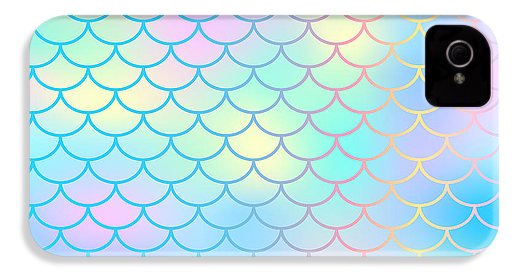 Magic mermaid tail background. Colorful seamless pattern with fish scale net. Blue pink mermaid skin surface. - Phone Case
