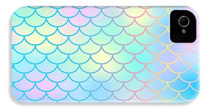 Magic mermaid tail background. Colorful seamless pattern with fish scale net. Blue pink mermaid skin surface. - Phone Case
