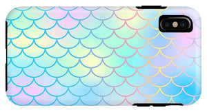 Magic mermaid tail background. Colorful seamless pattern with fish scale net. Blue pink mermaid skin surface. - Phone Case