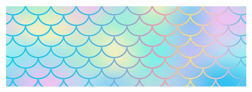Magic mermaid tail background. Colorful seamless pattern with fish scale net. Blue pink mermaid skin surface. - Yoga Mat