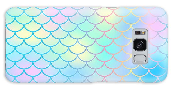 Magic mermaid tail background. Colorful seamless pattern with fish scale net. Blue pink mermaid skin surface. - Phone Case