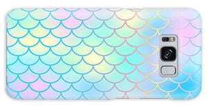 Magic mermaid tail background. Colorful seamless pattern with fish scale net. Blue pink mermaid skin surface. - Phone Case