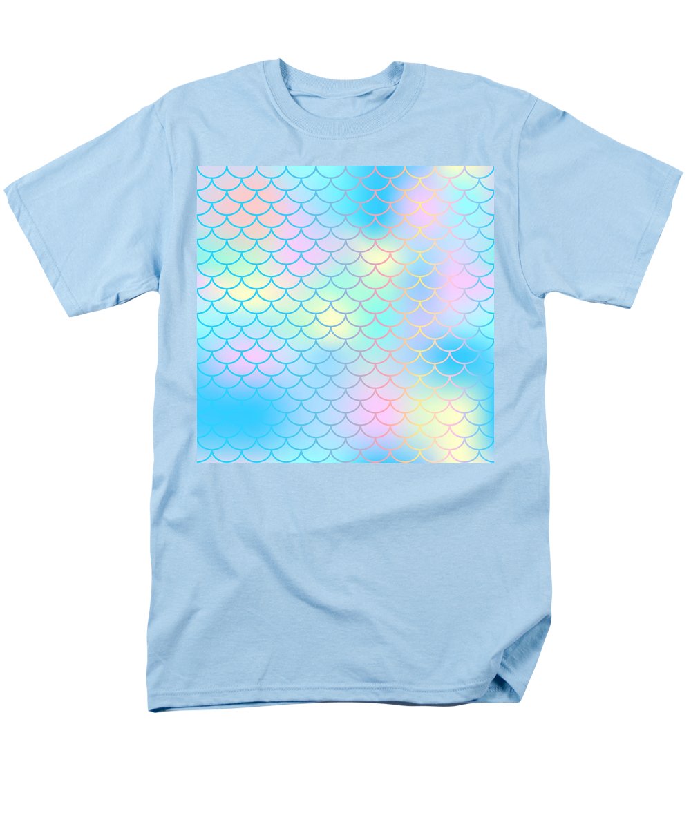Magic mermaid tail background. Colorful seamless pattern with fish scale net. Blue pink mermaid skin surface. - Men's T-Shirt  (Regular Fit)