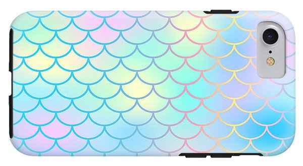 Magic mermaid tail background. Colorful seamless pattern with fish scale net. Blue pink mermaid skin surface. - Phone Case