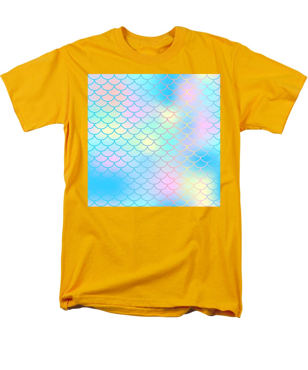 Magic mermaid tail background. Colorful seamless pattern with fish scale net. Blue pink mermaid skin surface. - Men's T-Shirt  (Regular Fit)