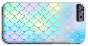 Magic mermaid tail background. Colorful seamless pattern with fish scale net. Blue pink mermaid skin surface. - Phone Case