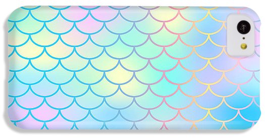 Magic mermaid tail background. Colorful seamless pattern with fish scale net. Blue pink mermaid skin surface. - Phone Case
