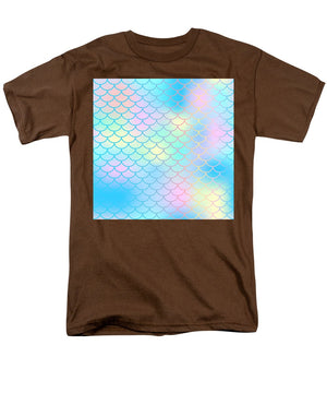 Magic mermaid tail background. Colorful seamless pattern with fish scale net. Blue pink mermaid skin surface. - Men's T-Shirt  (Regular Fit)