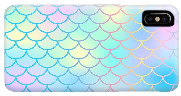 Magic mermaid tail background. Colorful seamless pattern with fish scale net. Blue pink mermaid skin surface. - Phone Case
