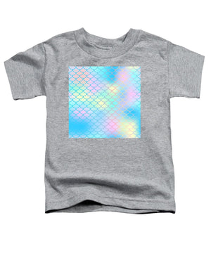 Magic mermaid tail background. Colorful seamless pattern with fish scale net. Blue pink mermaid skin surface. - Toddler T-Shirt