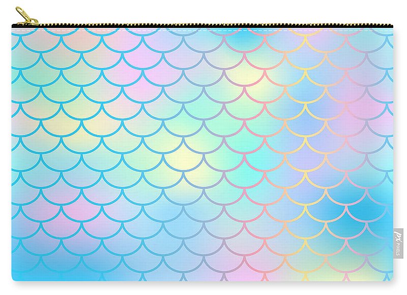 Magic mermaid tail background. Colorful seamless pattern with fish scale net. Blue pink mermaid skin surface. - Carry-All Pouch