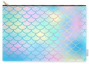 Magic mermaid tail background. Colorful seamless pattern with fish scale net. Blue pink mermaid skin surface. - Carry-All Pouch