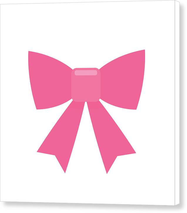 Pink bow simple flat icon - Canvas Print