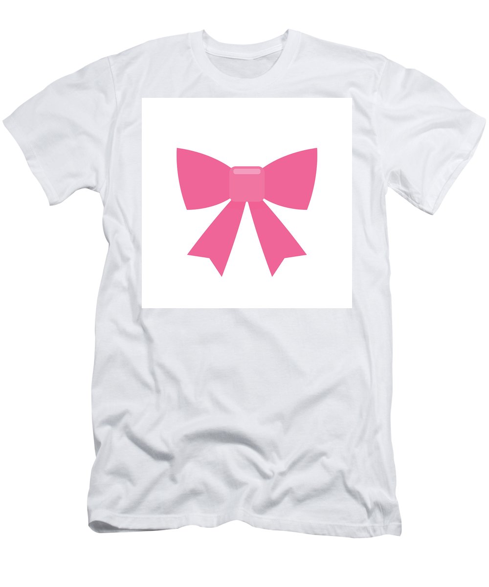 Pink bow simple flat icon - T-Shirt