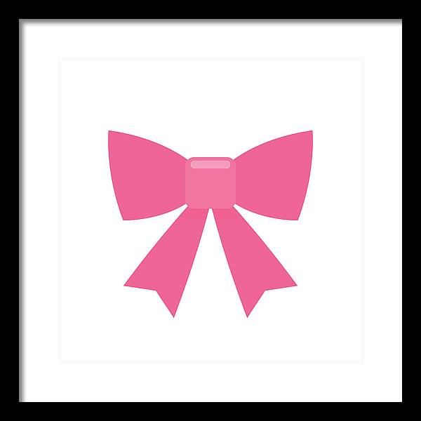 Pink bow simple flat icon - Framed Print