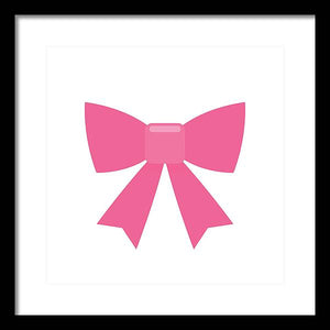 Pink bow simple flat icon - Framed Print