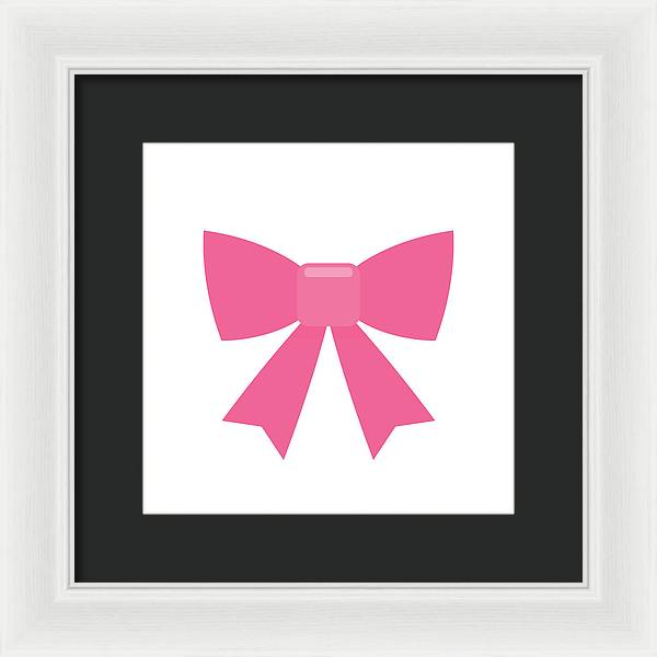 Pink bow simple flat icon - Framed Print