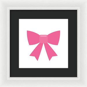 Pink bow simple flat icon - Framed Print