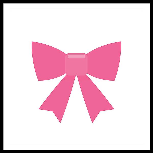 Pink bow simple flat icon - Framed Print