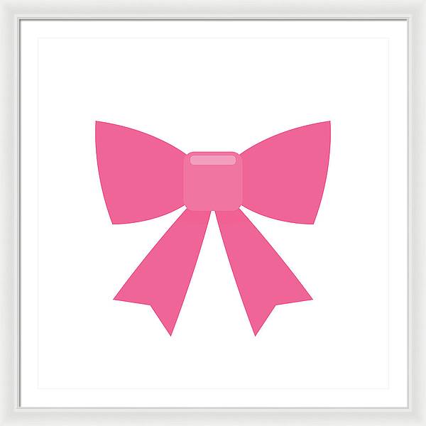 Pink bow simple flat icon - Framed Print