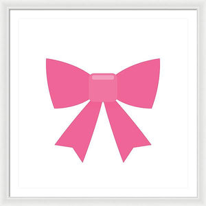Pink bow simple flat icon - Framed Print