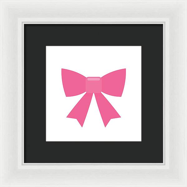 Pink bow simple flat icon - Framed Print