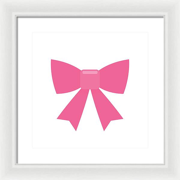 Pink bow simple flat icon - Framed Print
