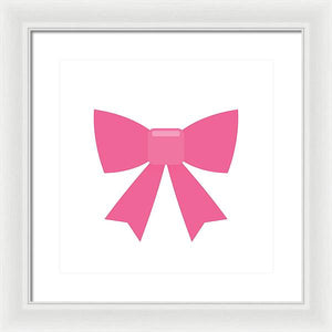 Pink bow simple flat icon - Framed Print