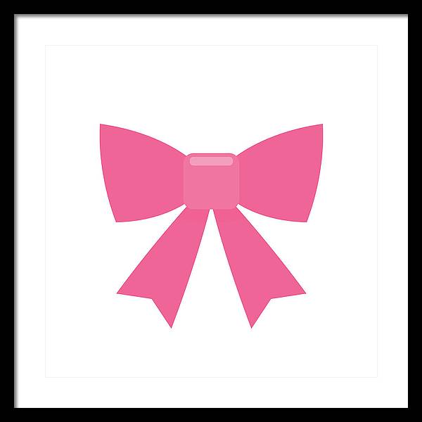 Pink bow simple flat icon - Framed Print
