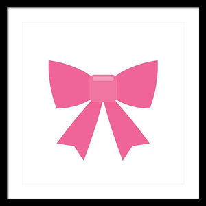 Pink bow simple flat icon - Framed Print