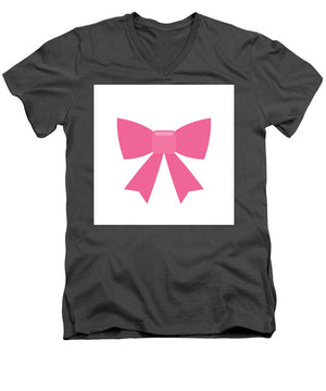 Pink bow simple flat icon - Men's V-Neck T-Shirt