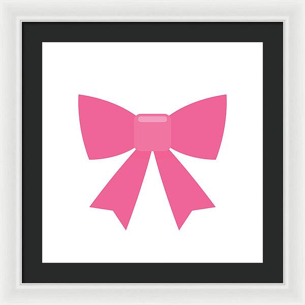 Pink bow simple flat icon - Framed Print