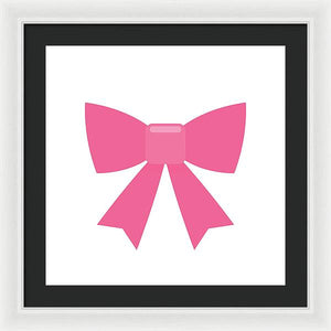Pink bow simple flat icon - Framed Print