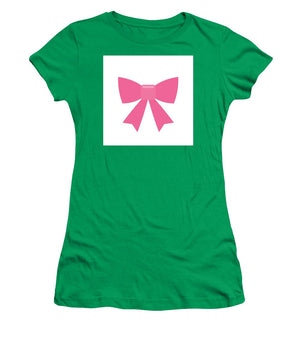 Pink bow simple flat icon - Women's T-Shirt