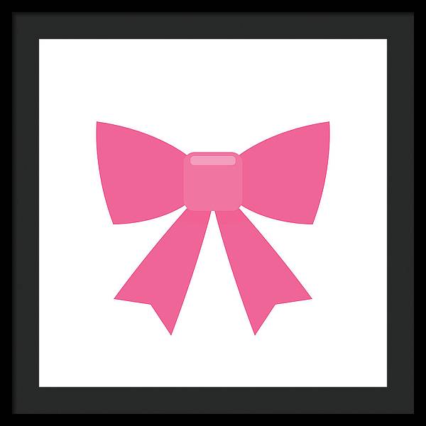 Pink bow simple flat icon - Framed Print