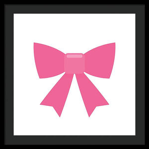 Pink bow simple flat icon - Framed Print