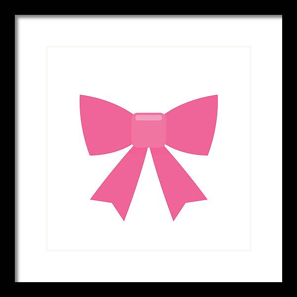 Pink bow simple flat icon - Framed Print