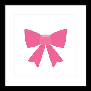 Pink bow simple flat icon - Framed Print