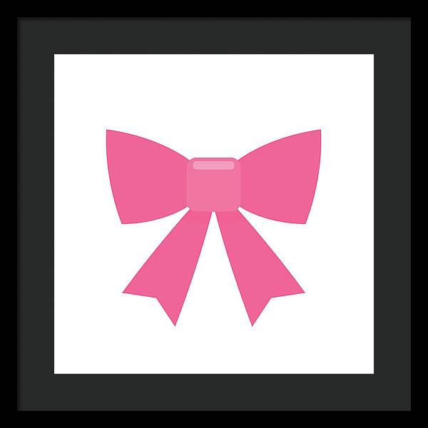 Pink bow simple flat icon - Framed Print