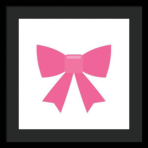 Pink bow simple flat icon - Framed Print