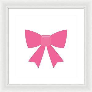Pink bow simple flat icon - Framed Print