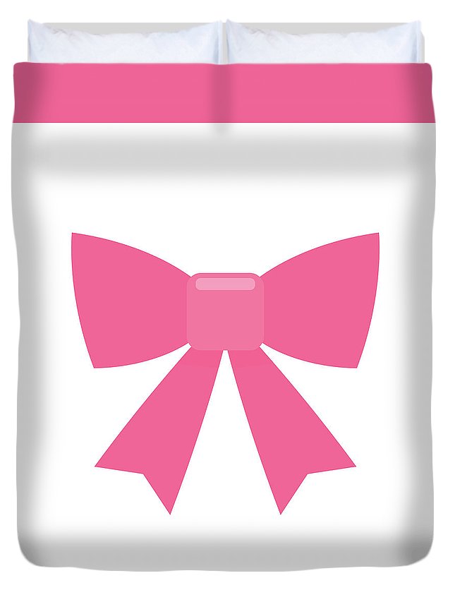 Pink bow simple flat icon - Duvet Cover