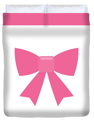 Pink bow simple flat icon - Duvet Cover