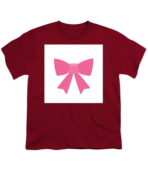 Pink bow simple flat icon - Youth T-Shirt